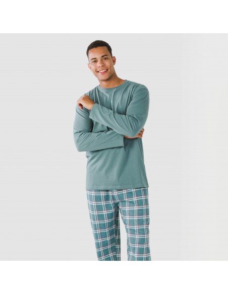 Pijama algodão homem Jamis verde blue pijamas-compridos-homem