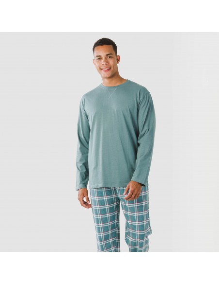 Pijama algodão homem Jamis verde blue pijamas-compridos-homem