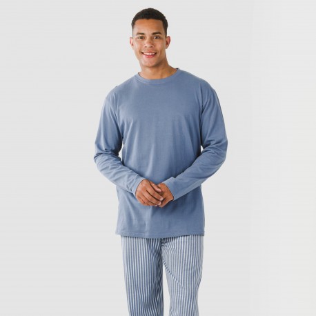 Pijama algodão homem Raya Linares azul pijamas-compridos-homem
