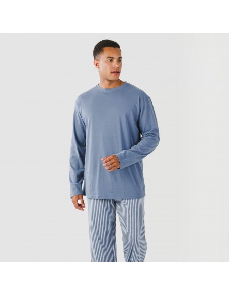 Pijama algodão homem Raya Linares azul pijamas-compridos-homem
