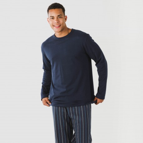 Pijama algodão homem Raya San Luis azul marinho pijamas-compridos-homem