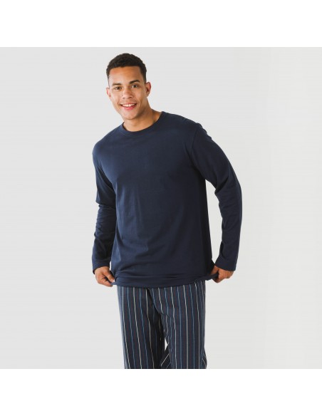 Pijama algodão homem Raya San Luis azul marinho pijamas-compridos-homem
