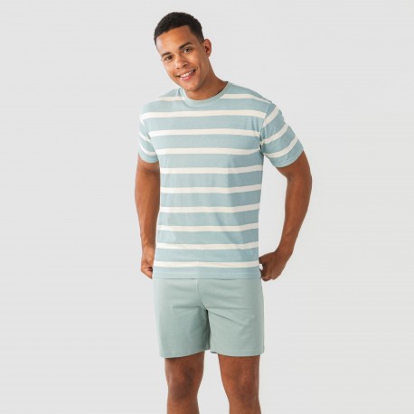 Pijama curto algodão homem Raya Arellano verde água pijamas-curtos-homem