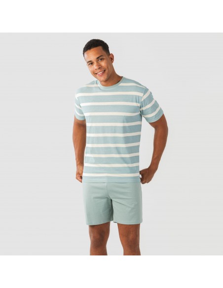Pijama curto algodão homem Raya Arellano verde água pijamas-curtos-homem