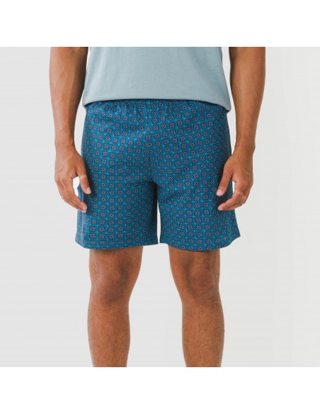 Pijama curto algodão homem Hamza azul pijamas-curtos-homem