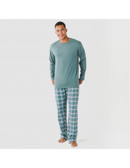 Pijama algodão homem Jamis verde blue pijamas-compridos-homem