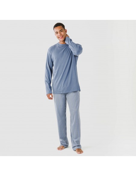 Pijama algodão homem Raya Linares azul pijamas-compridos-homem
