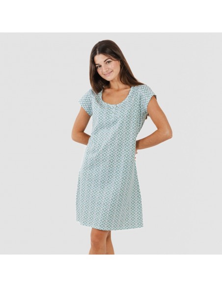 Vestido algodão Bianca verde menta vestidos-mulher