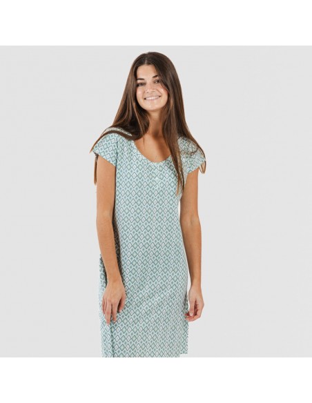 Vestido algodão Bianca verde menta vestidos-mulher