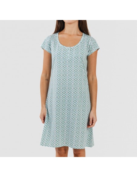 Vestido algodão Bianca verde menta vestidos-mulher