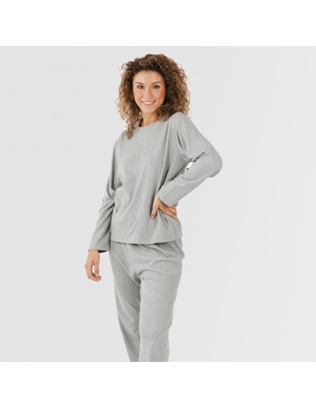 Pijama canelado Raya ancha roupa-para-estar-por-casa