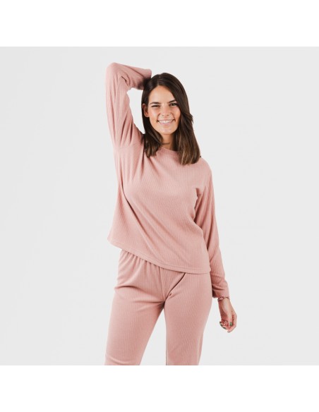 Pijama canelado Raya ancha roupa-para-estar-por-casa