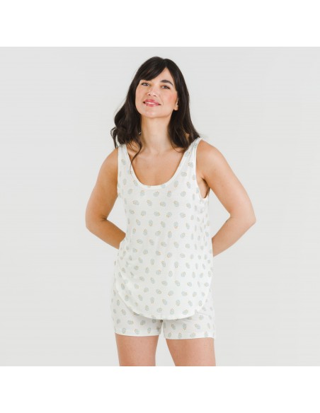 Pijama alças mulher viscosa Spring verde tiffany pijamas-curtos-mulher