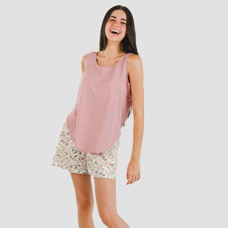 Pijama curto algodão Naia rosa pijamas-curtos-mulher