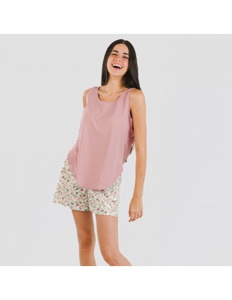 Pijama curto algodão Naia rosa pijamas-curtos-mulher