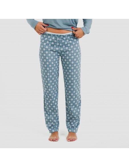 Pijama algodão Irati azul indigo pijamas-compridos-de-mulher