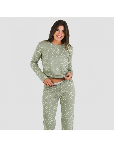 Pijama algodão Naty verde pijamas-compridos-de-mulher