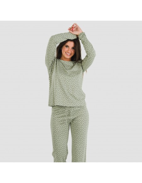 Pijama algodão Naty verde pijamas-compridos-de-mulher