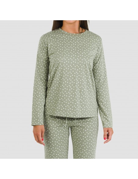 Pijama algodão Naty verde pijamas-compridos-de-mulher