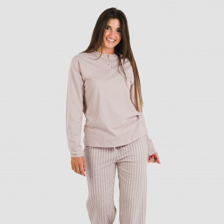 Pijama algodão Raya Beatrice malva pijamas-compridos-de-mulher