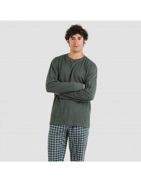 Pijama algodão homem Cuadro Roberto verde escuro pijamas-compridos-homem