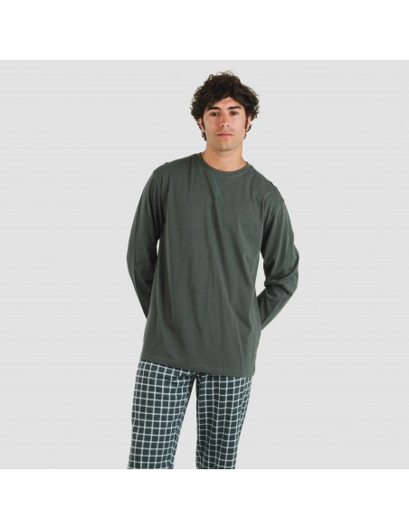 Pijama algodão homem Cuadro Roberto verde escuro pijamas-compridos-homem