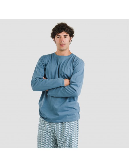Pijama algodão homem Draft verde menta pijamas-compridos-homem