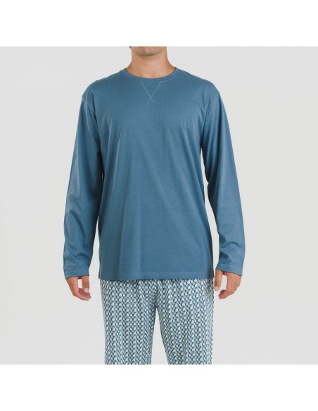 Pijama algodão homem Draft verde menta pijamas-compridos-homem