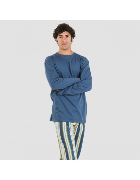 Pijama algodão homem Raya Cap azul pijamas-compridos-homem