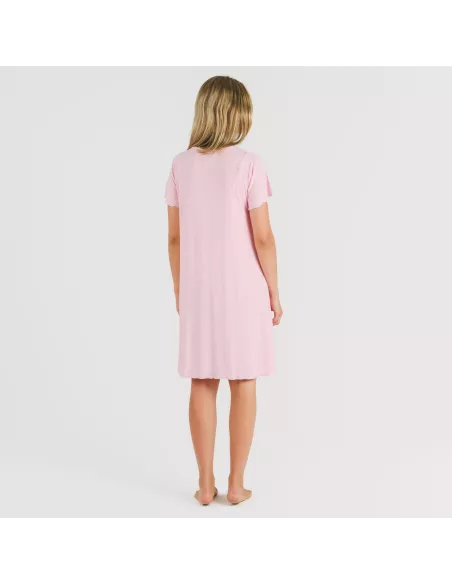 Vestido manga curta canelado viscosa liso roupa-para-estar-por-casa