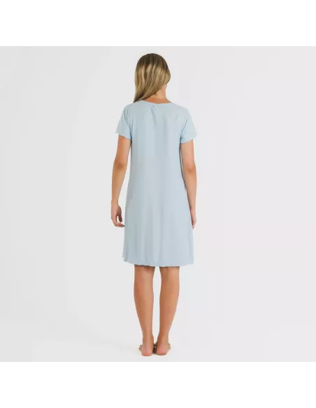 Vestido manga curta canelado viscosa liso roupa-para-estar-por-casa