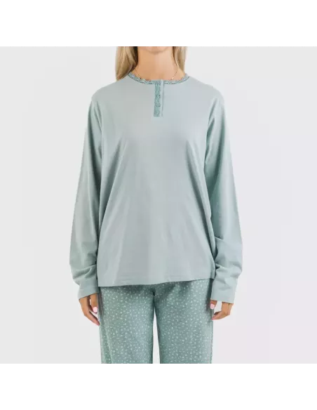 Pijama algodão Anita azul indigo pijamas-compridos-de-mulher