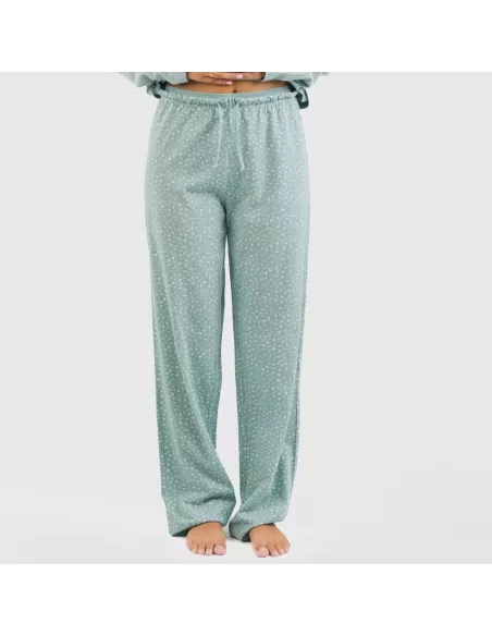 Pijama algodão Anita azul indigo pijamas-compridos-de-mulher