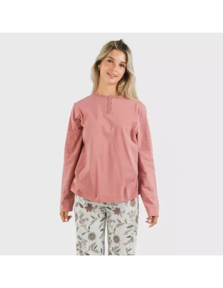 Pijama algodão Rosaura marsala pijamas-compridos-de-mulher