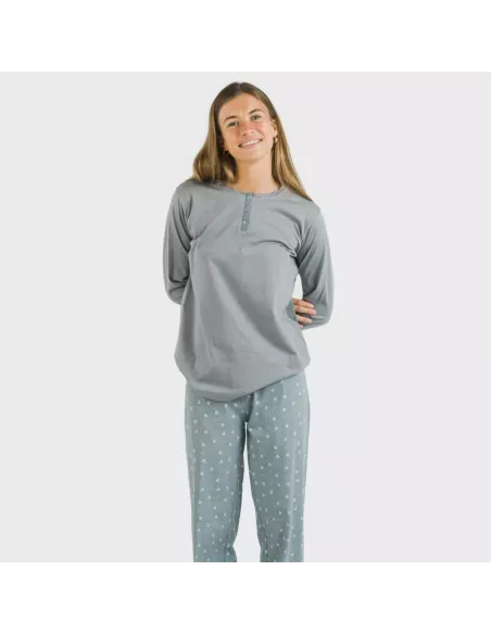 Pijama algodão Lives azul indigo pijamas-compridos-de-mulher
