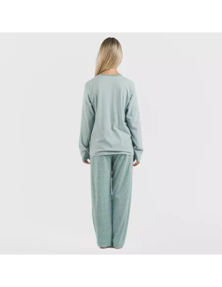 Pijama algodão Anita azul indigo pijamas-compridos-de-mulher