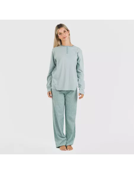 Pijama algodão Anita azul indigo pijamas-compridos-de-mulher