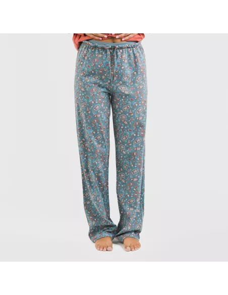 Pijama algodão Campiña cor telha pijamas-compridos-de-mulher