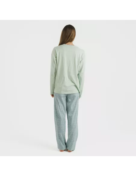 Pijama algodão Angelica verde tiffany pijamas-compridos-de-mulher