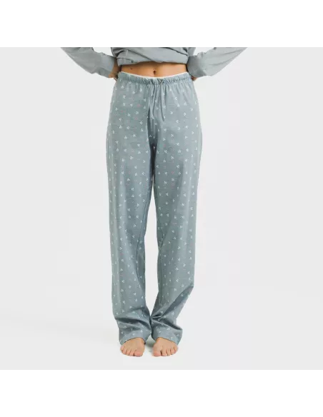Pijama algodão Lives azul indigo pijamas-compridos-de-mulher