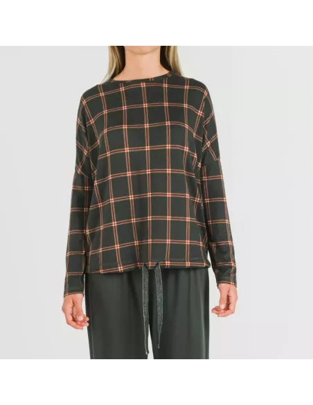 Pijama comprido Secret mulher Cuadro Nelby verde caça pijamas-compridos-de-mulher