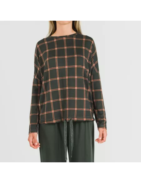 Pijama comprido Secret mulher Cuadro Nelby verde caça pijamas-compridos-de-mulher