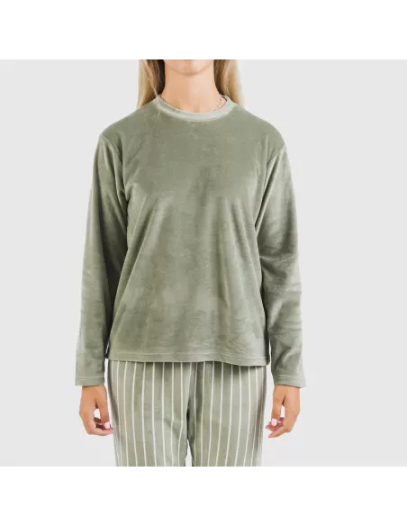 Pijama veludo Raya Astria verde caça pijama-inverno-mulher