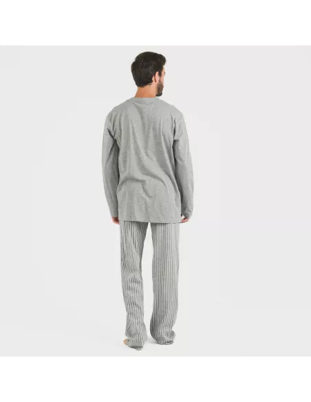 Pijama algodão homem Beto cinza misto pijamas-compridos-homem