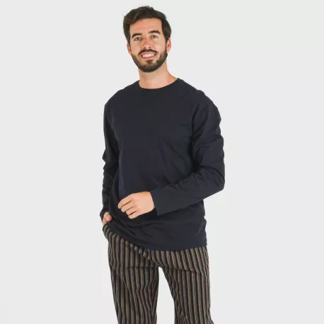 Pijama homem flanela Raya Vermont azul marinho pijamas-compridos-homem