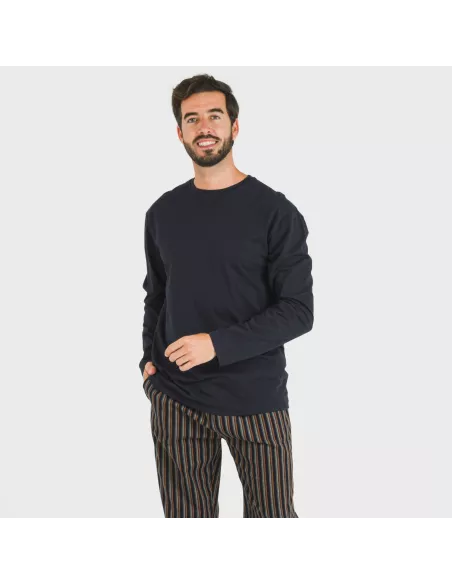 Pijama homem flanela Raya Vermont azul marinho pijamas-compridos-homem