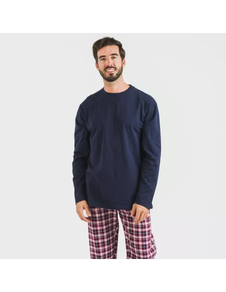Pijama homem flanela Cuadro Sergio azul marinho pijamas-compridos-homem