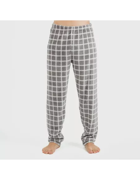 Pijama coral homem Cuadro Roberto cinza pijamas-compridos-homem