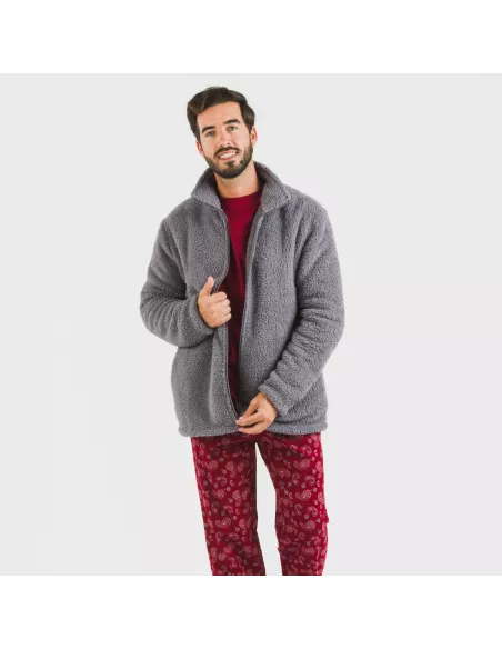 Casaco sherpa homem lisa roupa-para-estar-por-casa