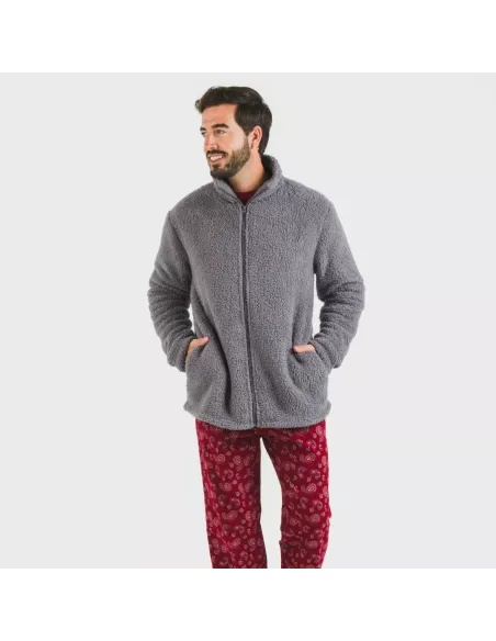 Casaco sherpa homem lisa roupa-para-estar-por-casa